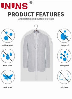 UNUNS 6PCS Large Clear Garment Bags Clothes Cover with Zipper for Hanging Clothes, Plastic Dustproof Suit Bag for Wardrobe Storage and Travel 60*100CM  - Image 3