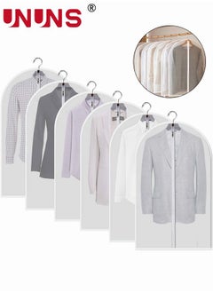 UNUNS 6PCS Large Clear Garment Bags Clothes Cover with Zipper for Hanging Clothes, Plastic Dustproof Suit Bag for Wardrobe Storage and Travel 60*100CM  - Image 1