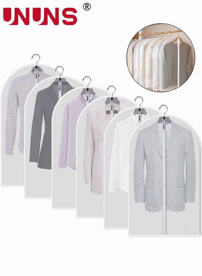 UNUNS 6PCS Large Clear Garment Bags Clothes Cover with Zipper for Hanging Clothes, Plastic Dustproof Suit Bag for Wardrobe Storage and Travel 60*100CM - Image 1