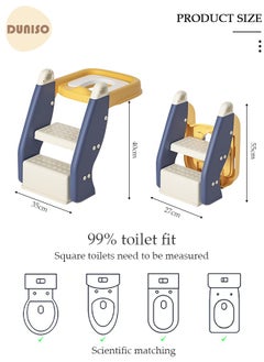 DUNISO Kids' Potty Training Toilet Seat , Toddler Toilet Seat With Step Stool Ladder, Foldable Toddler Potty Seat For Toilet With Non-Slip Design, Adjustable Height For Baby Kids 2 To 5 Years Boys Girls Blue Pvc  - Image 4
