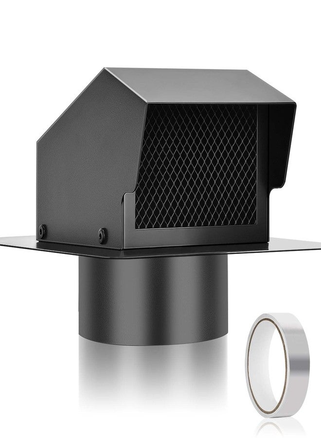 Trivd Frol 6 Inch Roof Vent Cap, Heavy Duty Galvanized Steel Removable Roof Exhaust Vents for Houses, Home Ventilation System with Damper, Black - Image 1