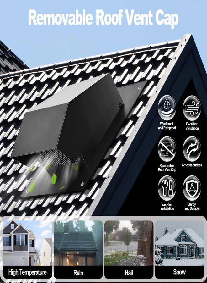 Trivd Frol 6 Inch Roof Vent Cap, Heavy Duty Galvanized Steel Removable Roof Exhaust Vents for Houses, Home Ventilation System with Damper, Black - Image 5