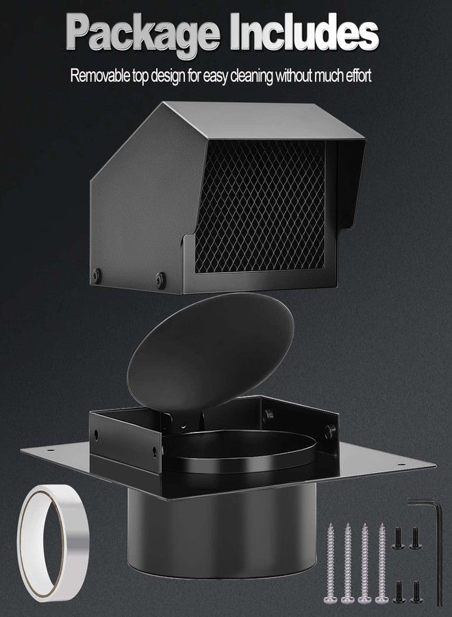 Trivd Frol 6 Inch Roof Vent Cap, Heavy Duty Galvanized Steel Removable Roof Exhaust Vents for Houses, Home Ventilation System with Damper, Black - Image 4