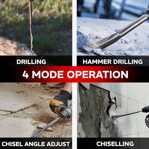 IBELL TOOLS IBELL RH26-82 Rotary Hammer Drill | 850W | 3J | 26mm SDS Plus | 0-900 RPM | 4000 BPM | 26mm Concrete | 68mm Masonry | 30mm wood | 13mm Steel | 3.5Kg | 13 mm adittional chuck & bits- 1 Year Warranty - Image 3