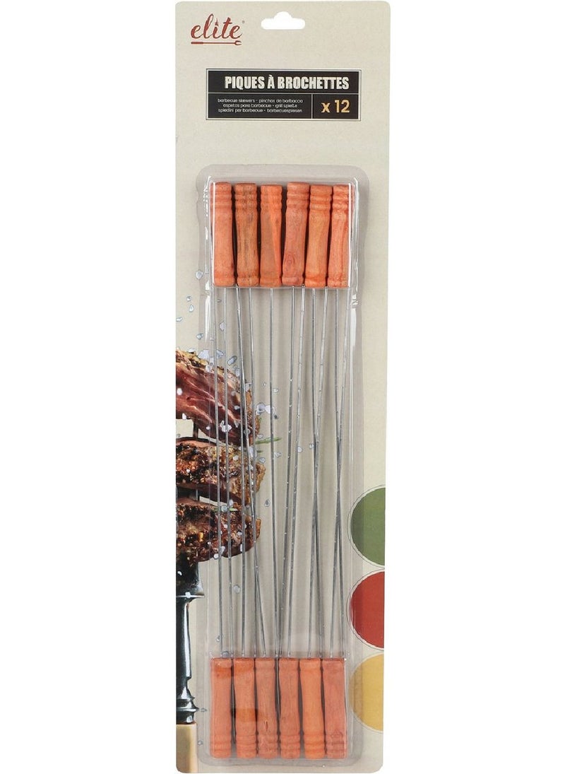 Elite Set of 12 Metal Barbecue Skewers | Durable Stainless Steel Grilling Skewers for BBQ, Kabobs, and Grilling - Image 1