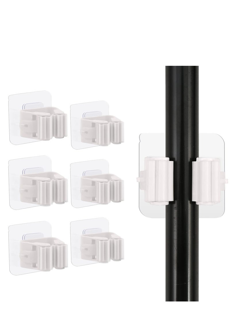 sokany 6 Pieces Mop Broom Holder, Wall Mount Mop Holder, Self Adhesive Broom Hanger for Home Garage, Garden, Laundry Room, Storage, Kitchen, Tools Organizer (White)  - Image 1