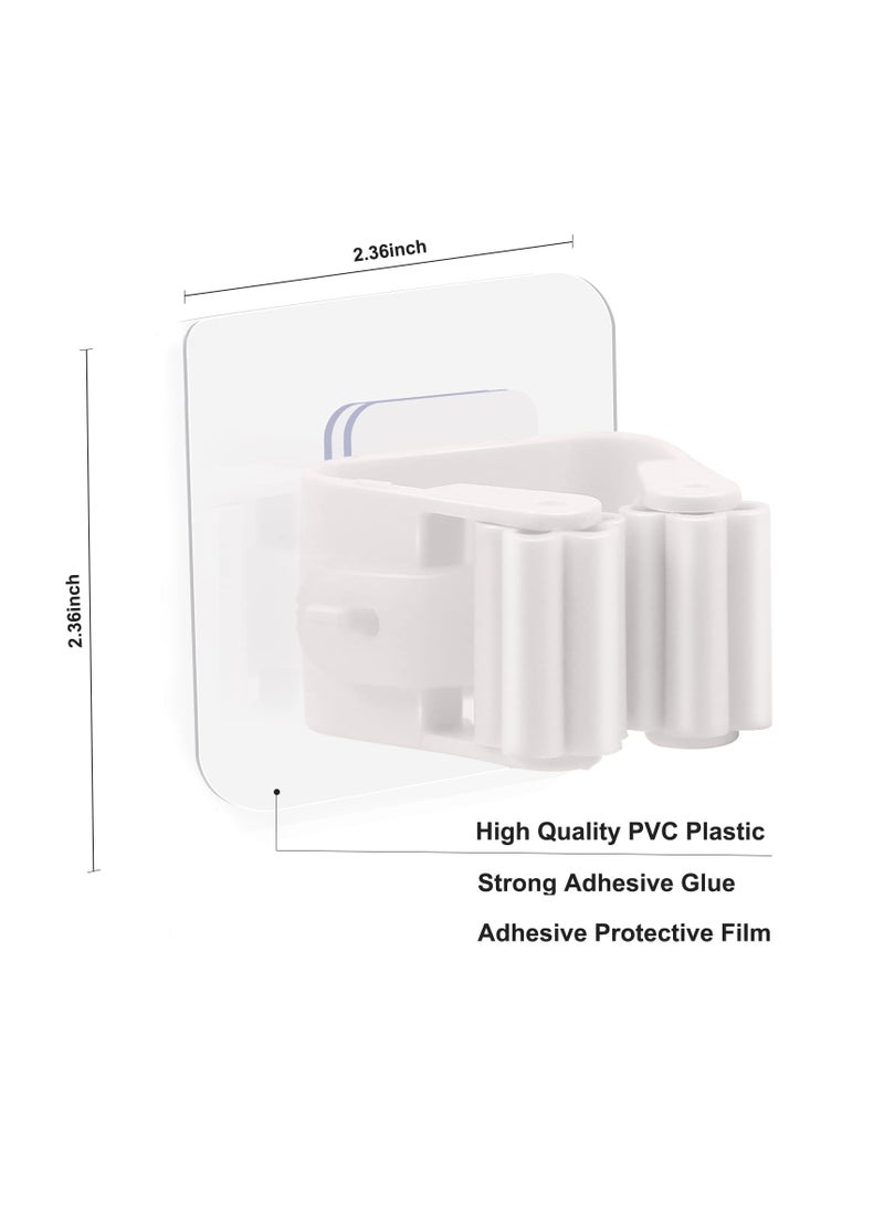 sokany 6 Pieces Mop Broom Holder, Wall Mount Mop Holder, Self Adhesive Broom Hanger for Home Garage, Garden, Laundry Room, Storage, Kitchen, Tools Organizer (White)  - Image 2