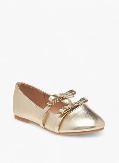 Flora Bella By Shoexpress Girls Solid Slip-On Ballerina Shoes With Bow Detail