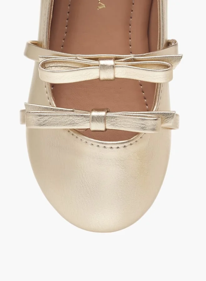 Flora Bella By Shoexpress Girls Solid Slip-On Ballerina Shoes With Bow Detail