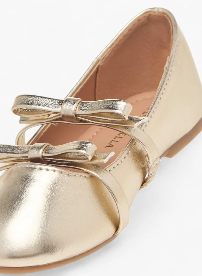 Flora Bella By Shoexpress Girls Solid Slip-On Ballerina Shoes With Bow Detail