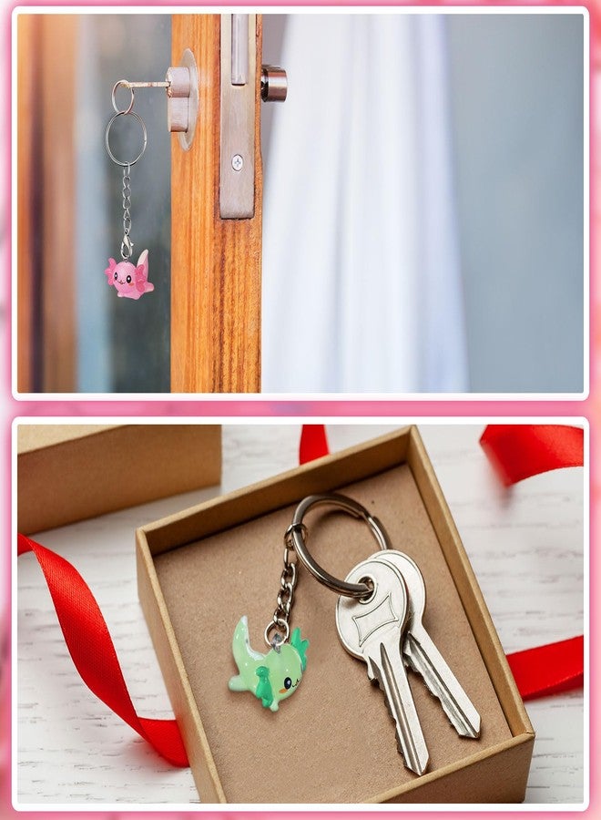 Liliful 36 Pcs Axolotl Party Favors Resin Axolotl Keychain Mini Animal Key Chains Kawaii Axolotl 3D Figurine Pendant(Classic Colors) - Image 5