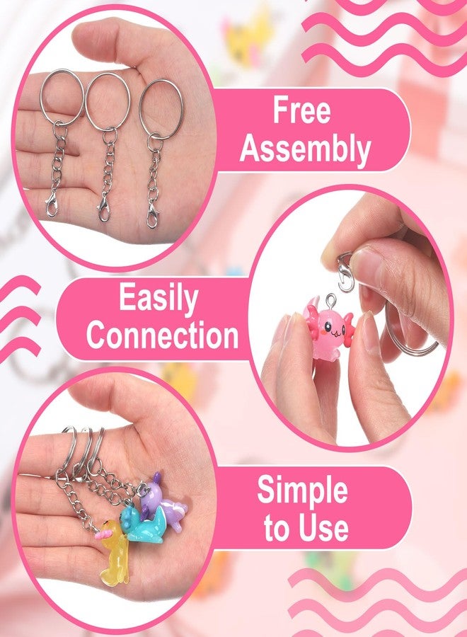 Liliful 36 Pcs Axolotl Party Favors Resin Axolotl Keychain Mini Animal Key Chains Kawaii Axolotl 3D Figurine Pendant(Classic Colors) - Image 4