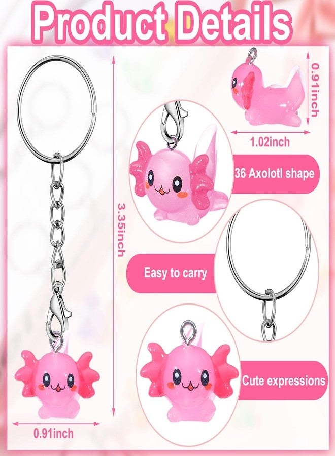 Liliful 36 Pcs Axolotl Party Favors Resin Axolotl Keychain Mini Animal Key Chains Kawaii Axolotl 3D Figurine Pendant(Classic Colors) - Image 3