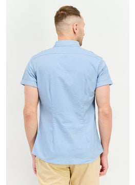 Asos Design Men Slim Fit Solid Short Sleeves Casual Shirt, Dusty Blue  - Image 3