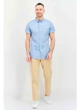 Asos Design Men Slim Fit Solid Short Sleeves Casual Shirt, Dusty Blue  - Image 4
