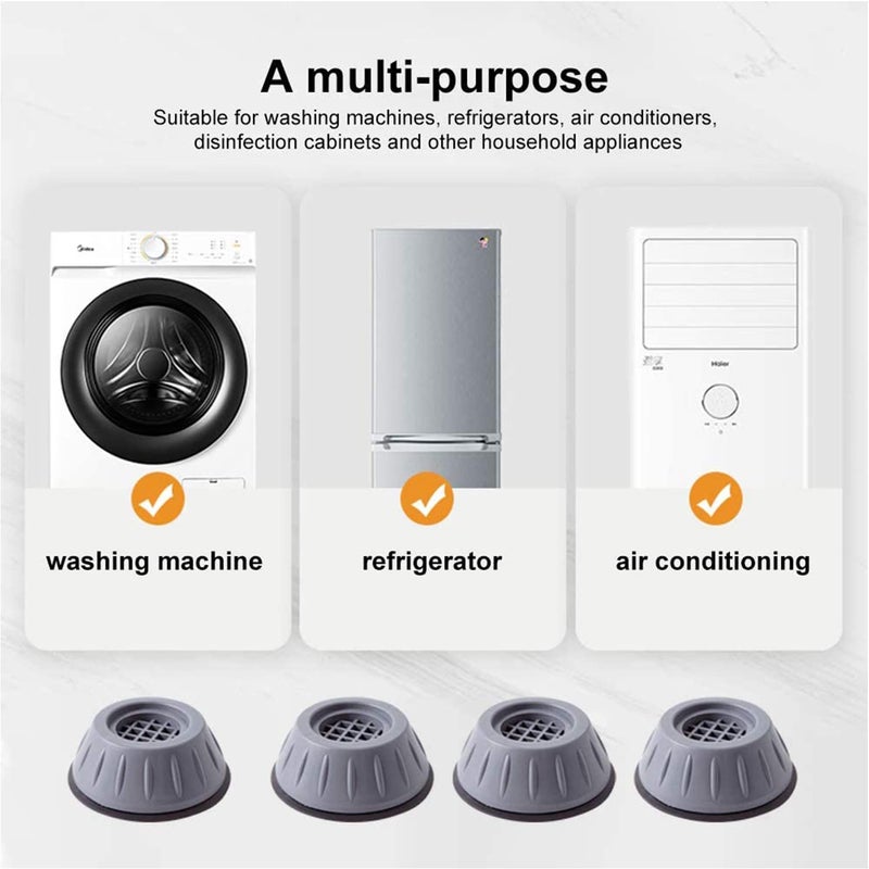 GION GION Anti Vibration Washing Machine Washer Refrigerator Base Non Slip Heightening Pads with Suction Cup Fridge Table Leveling Feet Anti Walk Pads Shock Absorber Furniture Lifting Base for Home 4Pcs  - Image 5