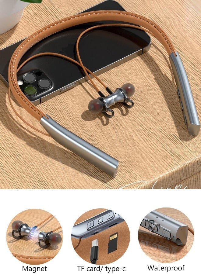 Bukela Wireless Bluetooth Headphones Neckband Headset With Retractable Earbuds Noise Cancelling Stereo Sweatproof Earphones With Mic For Gym Running Office packaging may vary - Image 2