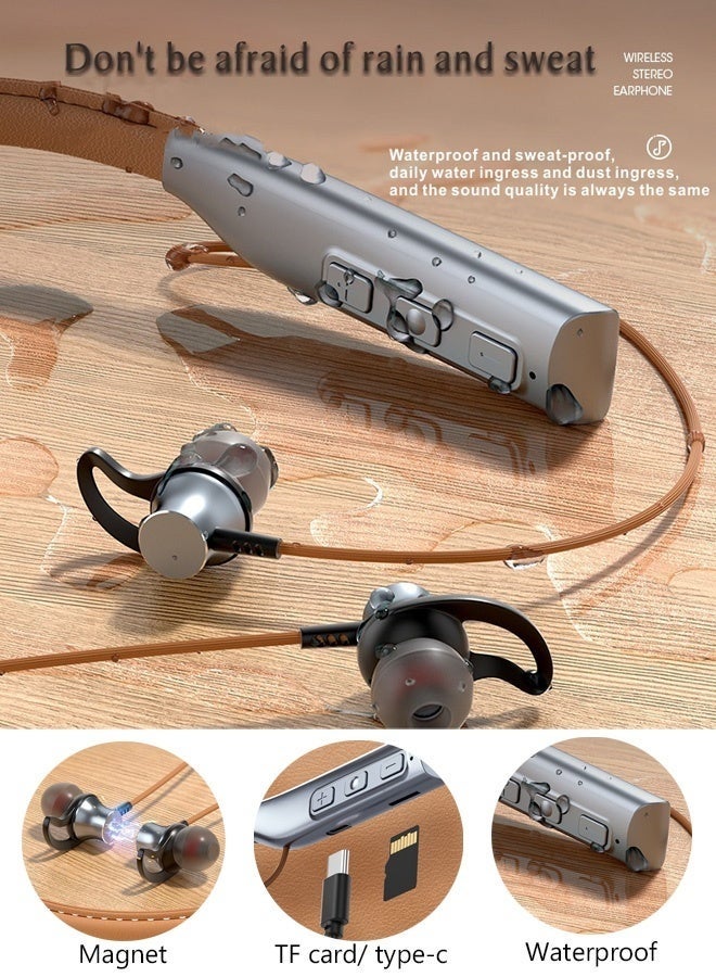 Bukela Wireless Bluetooth Headphones Neckband Headset With Retractable Earbuds Noise Cancelling Stereo Sweatproof Earphones With Mic For Gym Running Office packaging may vary - Image 4