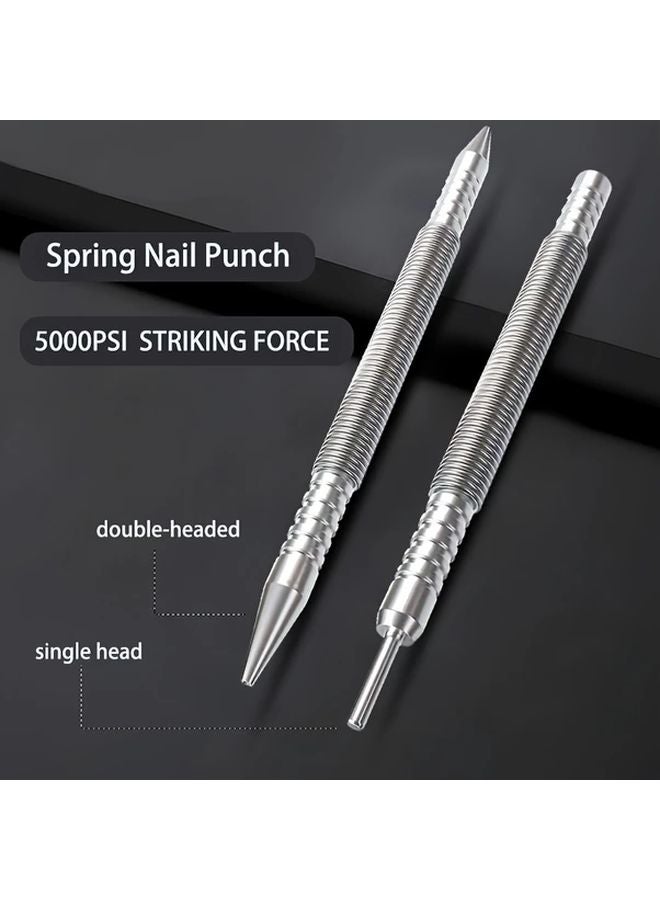 Dual Tip Head Spring Loaded Center Punch Set High Carbon Steel Hand Tool - Image 3
