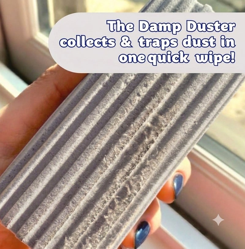Scrub Daddy Damp Duster Grey, Reusable Dust Cleaning Sponge for Blinds, Shelves and Furniture, Pre-Moistened Dust Remover, Washable Household Cleaning Tool - Image 3