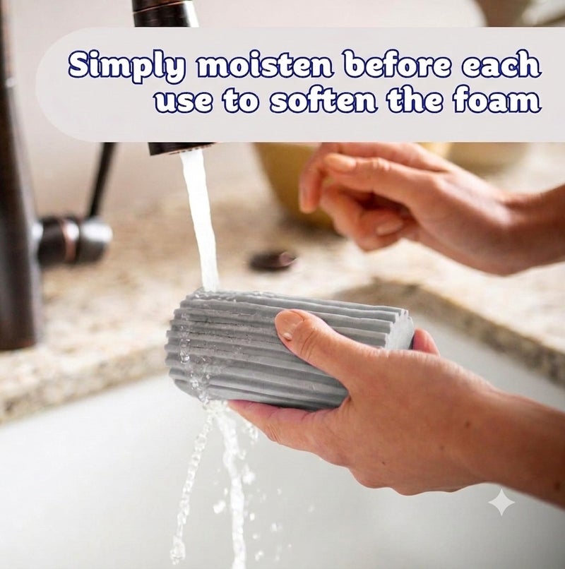 Scrub Daddy Damp Duster Grey, Reusable Dust Cleaning Sponge for Blinds, Shelves and Furniture, Pre-Moistened Dust Remover, Washable Household Cleaning Tool - Image 4