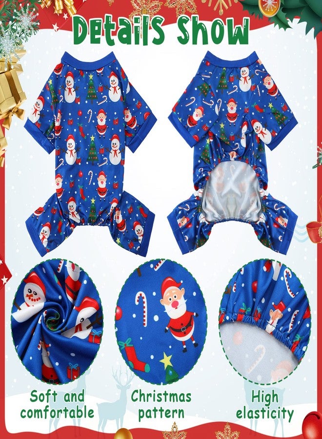 Weewooday 4-Piece Christmas Dog Pajamas - Puppy Clothes with Santa & Snowman Patterns (Large) - Image 2