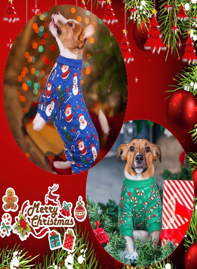 Weewooday 4-Piece Christmas Dog Pajamas - Puppy Clothes with Santa & Snowman Patterns (Large) - Image 3