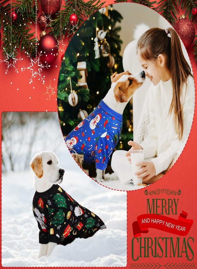 Weewooday 4-Piece Christmas Dog Pajamas - Puppy Clothes with Santa & Snowman Patterns (Large) - Image 5