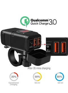 SYOSI Motorcycle Charger SAE to USB Car  Adapter, Dual Fast and 12V Voltmeter with Independent On/Off Power Switch and 10A Fuse Charging Kit for Phone, GPS, Tablet  - Image 3