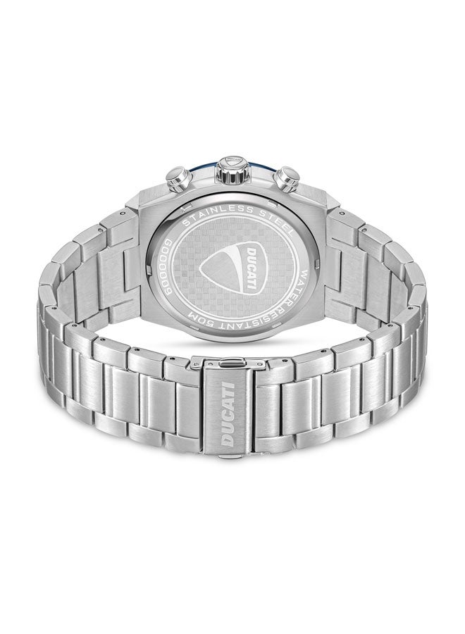 دوكاتي ساعة كرونوغراف رجالية  بقرص أزرق منقوش، لمسات متباينة وسوار من الفولاذ المقاوم للصدأ - Image 3