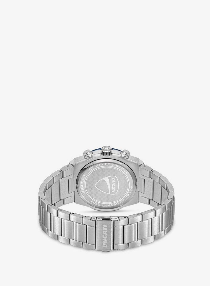 Ducati DT004 Men's 43.5mm Chronograph Watch with Blue Textured Dial, Contrast Accents & Stainless Steel Bracelet - Image 3