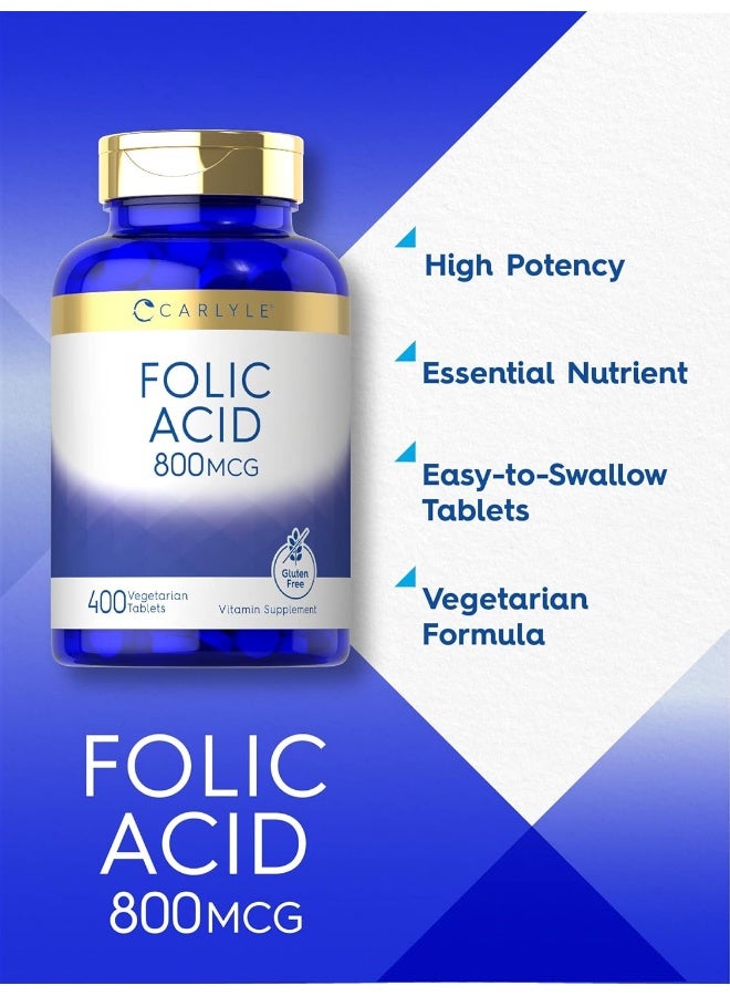 Carlyle Folic Acid 800 Mcg Tablets for Adults - 400 Count - Image 3