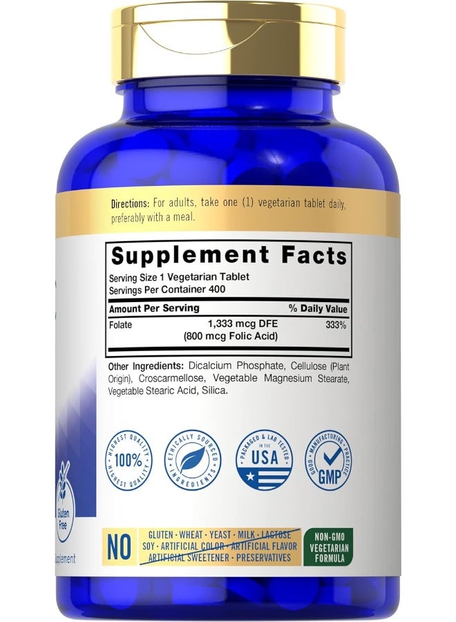 Carlyle Folic Acid 800 Mcg Tablets for Adults - 400 Count - Image 2