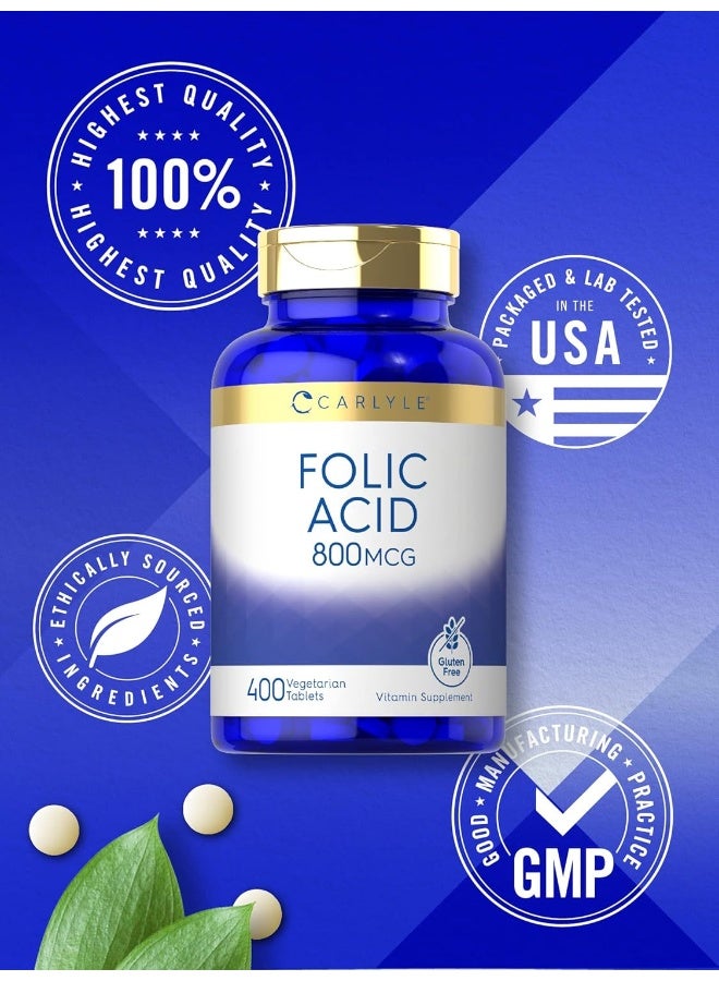 Carlyle Folic Acid 800 Mcg Tablets for Adults - 400 Count - Image 5