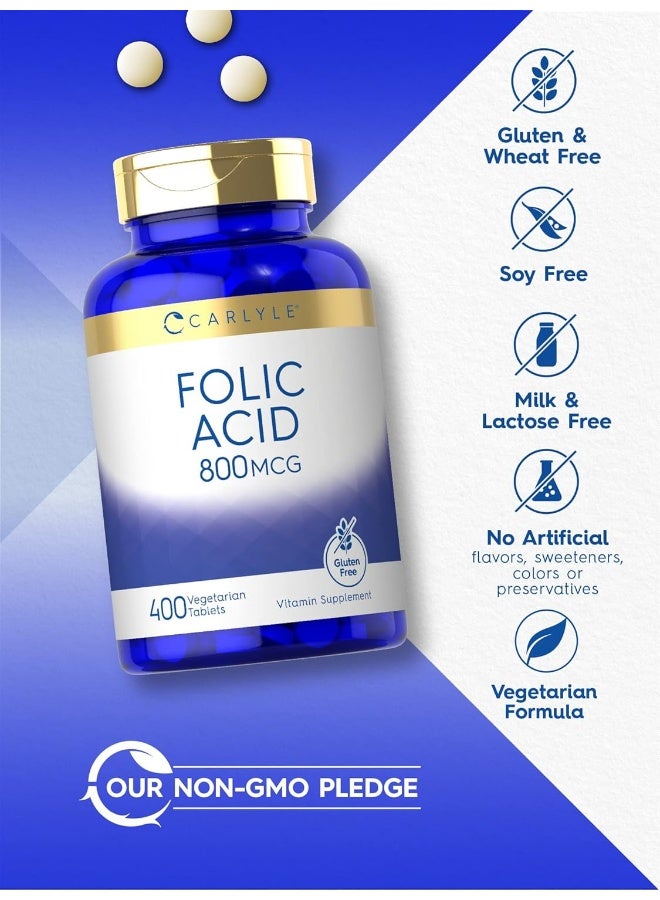 Carlyle Folic Acid 800 Mcg Tablets for Adults - 400 Count - Image 4