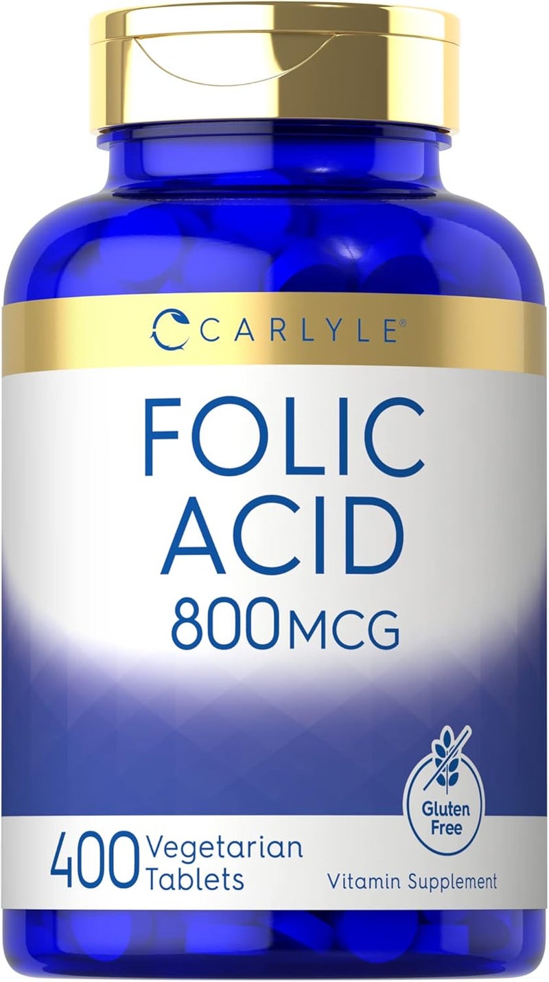 Carlyle Folic Acid 800 Mcg Tablets for Adults - 400 Count - Image 1