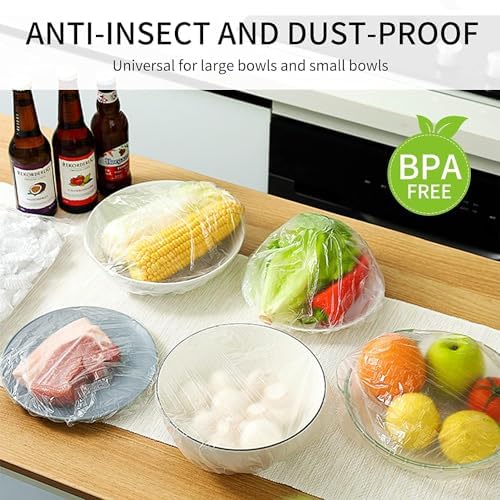 100 Pcs Disposable Food Cover Lid for covering Food, Fruits, Vegetables Fridge Storage,reusable elastic bag Elastic Lid Food Storage Covers for Bowls, Food Covers Mesh Nets[1 PACK]  - Image 3