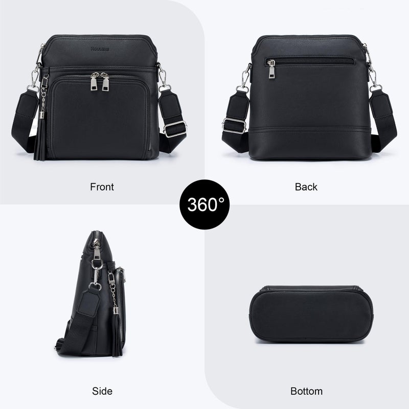 Roulens Crossbody Purse for Women Vegan Leather Medium Crossbody Wallet Bag for Travel Women Shoulder Handbags with Tassel - Image 4