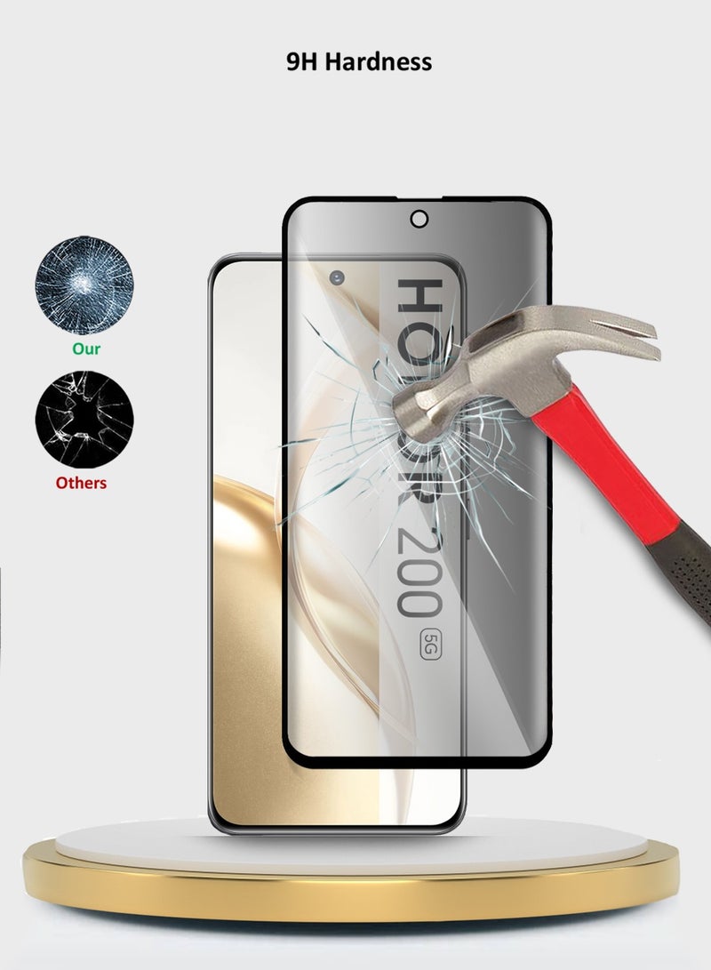 Wtech Honor 200 5G 2024 Premium Edge-Pro Series Privacy Full Glue Full Cover Tempered Glass Screen Protector (MSGPCP) - Clear/Black - Image 3