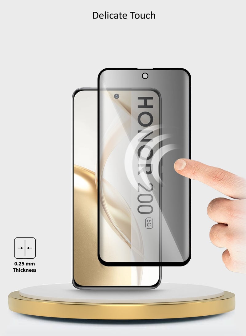 Wtech Honor 200 5G 2024 Premium Edge-Pro Series Privacy Full Glue Full Cover Tempered Glass Screen Protector (MSGPCP) - Clear/Black - Image 4