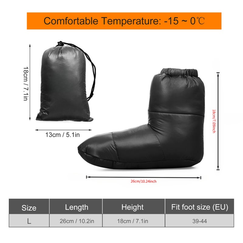 Down Booties Camping Slippers Winter Warm Duck Down Slippers Boots -15 ~ 0℃ Home Outdoor Camping Shoes Footwear for Men Women - Image 2