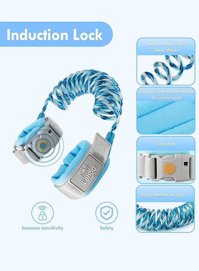 Sweet Life Kid Leash, 4.9ft Anti Lost Wrist Link for Toddlers with Induction Lock, Reflective Toddler Wrist Leash, Child Leash Harness, Leash for Kids (Light Blue) - Image 2