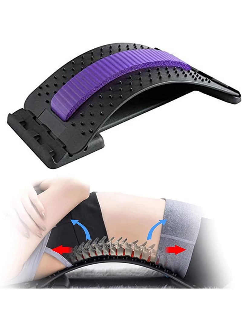 Back Stretcher - 3 Heights Adjustable Back Stretcher for Pain Relief, Lower Back Stretcher with Massaging Points & Cushion Foam, Spine Deck for Office Chair, Car, Travel(Purple) FREE SIZE - Image 1