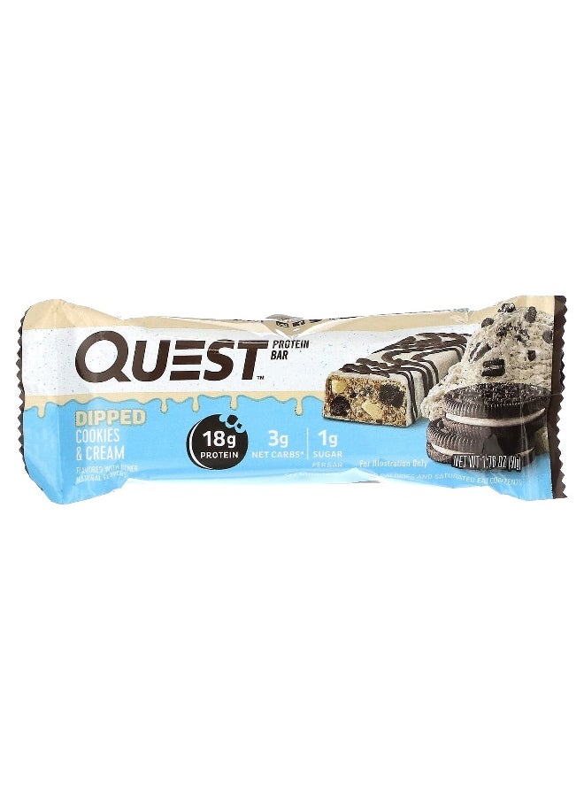 QUEST NUTRITION - Quest Nutrition, Protein Bar, Dipped Cookies & Cream, 12 Bars, 1.76 oz (50 g) Each - Image 1