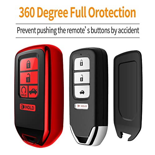Sindeda for Honda Key fob Cover with Leather Keychain,Soft TPU Full Cover Protection,Key fob case Compatible Honda Accord Civic CRV Pilot Odyssey Passport Smart Remote Key，Key Fob Shell Red - Image 4