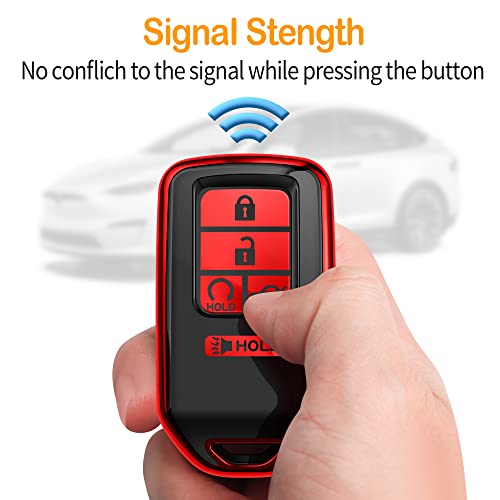 Sindeda for Honda Key fob Cover with Leather Keychain,Soft TPU Full Cover Protection,Key fob case Compatible Honda Accord Civic CRV Pilot Odyssey Passport Smart Remote Key，Key Fob Shell Red - Image 5