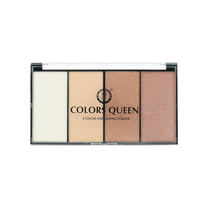 COLORS QUEEN Colors Queen 4 Colors Highlighting Powder with Highlighter Blush Blush Topper Eyeshadow Easily Blendable Highly Pigmented Highlighter Palette for Face Makeup Shade 01 32g - Image 1