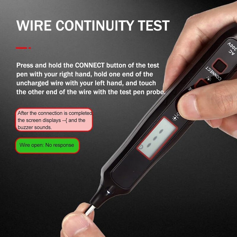 Smart Voltage Tester Pen, 12-300V AC Digital Circuit Tester with Dual-Color LCD Display & LED Flashlight, Live/Neutral Wire Detector Screwdriver for Home Repair - Image 5