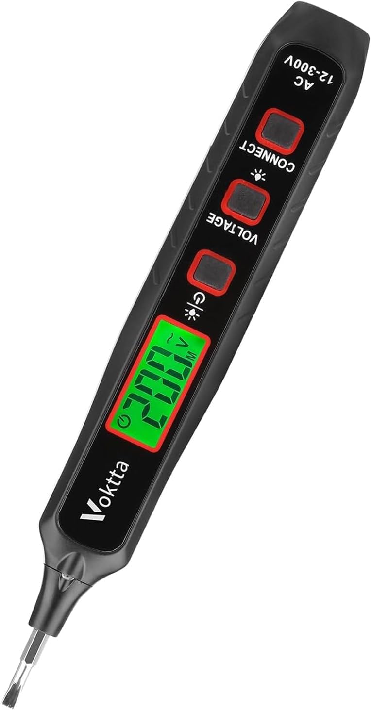 Smart Voltage Tester Pen, 12-300V AC Digital Circuit Tester with Dual-Color LCD Display & LED Flashlight, Live/Neutral Wire Detector Screwdriver for Home Repair - Image 1