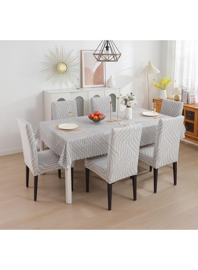 Styleys غطاء كرسي طعام ستايلز مع أغطية طاولات لمطبخ مقاوم للماء (غطاء طاولة 1 + 6 أغطية كراسي، رمادي معقد، CTSD3113) - Image 5